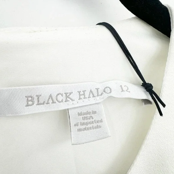 Black Halo Brett Draped Crepe Sleeveless Mini Dress In Black Size 12 NWOT